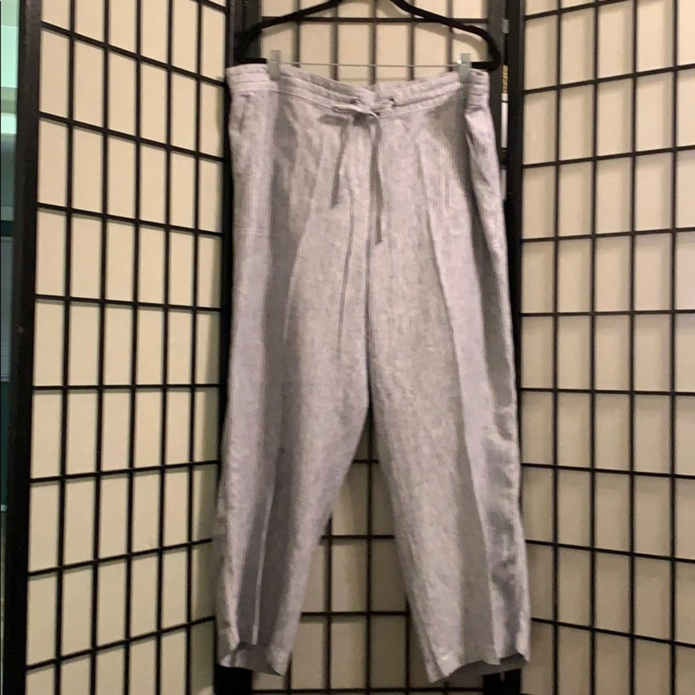 Blue/White Stripe Linen Drawstring Linen Pants